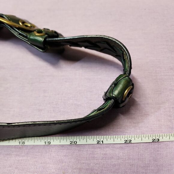 Coach Burnished Leather Bottle Green Bleecker Tattersall Legacy Shoulder Bag - Picture 13 of 14